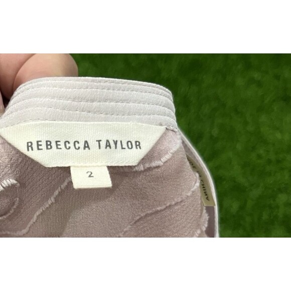 Rebecca Taylor Button Up Blouse Women's Pink Blush Animal Print Silk Sheer Top 2 - Picture 8 of 13